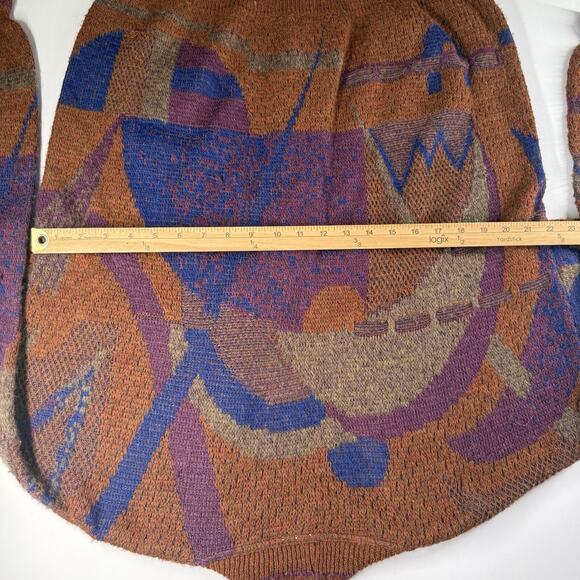 Vintage Vivaldi Cardigan Sweater Size L Abstract Coogi Style 80s Alpaca Italy - Picture 7 of 10